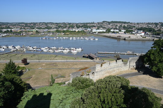 Views from a castle in Kent of the River Medway between Strood and Rochester. 