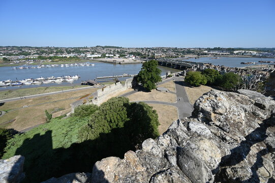 Views from a castle in Kent of the River Medway between Strood and Rochester. 