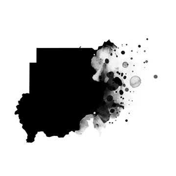 recommend clip art: Black artistic country map- form mask on white background. Sudan