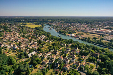 aerial view on the city of Thomery