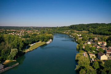 aerial view on Vernou La Celle sur Seine