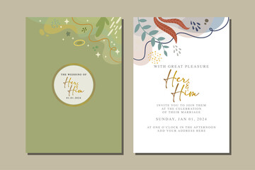 Elegant floral wedding invitation card in scandinavian colors