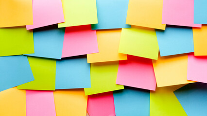 Background with multi-colored  square memo notes