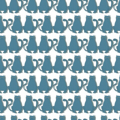 cute cats vector seamless pattern