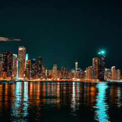 Fototapeta premium Skyline bei Nacht