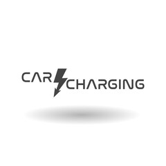Car charging icon with shadow