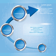 Four step technology arrows diagram, Vector illustration