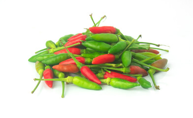 Bird's eye chilies isolated on white background