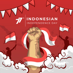 Spirit of indonesia 77th independence day background illustration