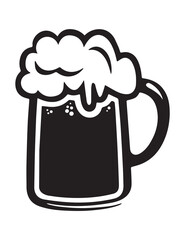  mug of beer. logotype. Simple black and white illustration. alcohol. drink. menu. a glass of beer. bar. summer. icon