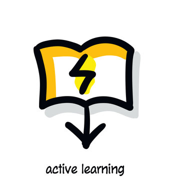 Active Learning Scribing, Sketchnoting Visual Note Icon. Minimal Vector Illustration. Editable Outline, Color, Shadows. Infographics Doodle Symbol
