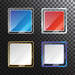 Template glossy square gradient label and button