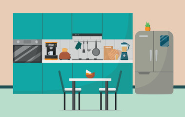 The modern kitchen interior. Vector illustration - 523039337