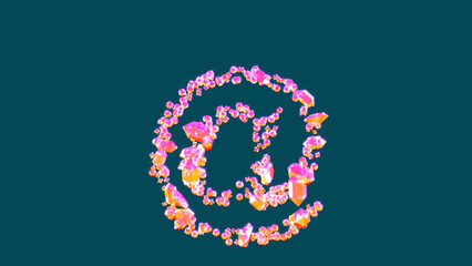 festive pink and orange fashion brilliants at sign on blue, isolated - object 3D rendering