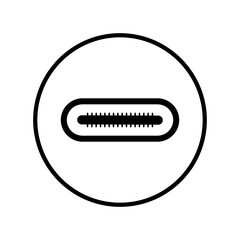 C, plug, type, usb-c, usbc icon. Black vector graphics.