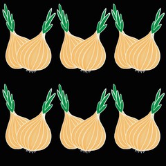 Fresh onion. Hand-drawn illustration in a frame with vegetables. A farmer's market product. A great healthy food design template with vegetables on the board. Great for menu design, recipes, posters