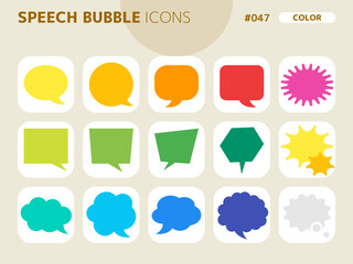 吹き出しに関連するカラースタイルのアイコンセット_047