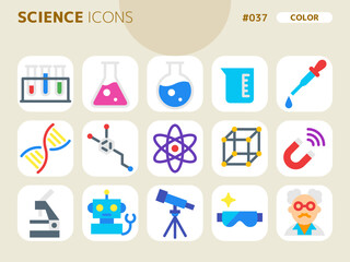 サイエンスに関連するカラースタイルのアイコンセット_037