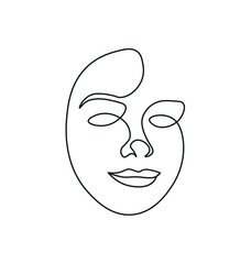 face in one line. lips. profile. simply. vector illustration. black 