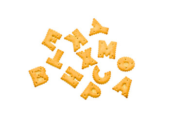 Letters of the alphabet from gingerbread.Dry children's cookies.