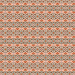 Botanical Tiled Pattern with Striking Floral Design No.1