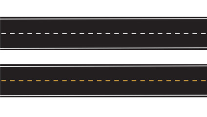 Road asphalt highway street seamless element. Asphalt Roads with Yellow and White Lines.