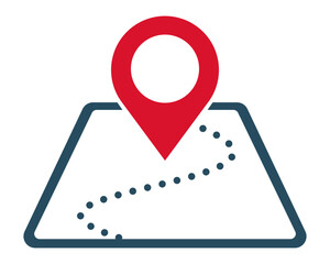red map pointer icon on white