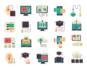 Knowledge and education flat icons