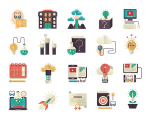 Online education flat icons