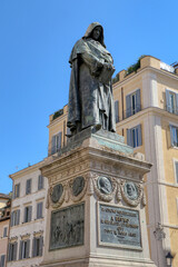 Obraz premium The Monument to Giordano Bruno in Campo de 'Fiori in Rome, Italy 
