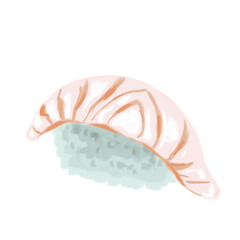 japanese sushi food watercolor paint