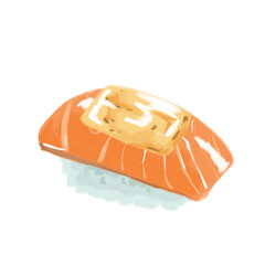 japanese sushi food watercolor paint