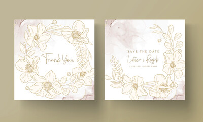 Fototapeta na wymiar Hand Drawn vintage floral wedding invitation card