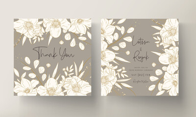 Hand Drawn vintage floral wedding invitation card