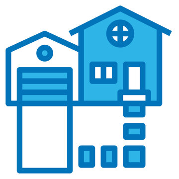 House Home Garage Family Building - Blue Icon