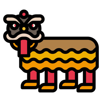 Lion Dance Traditional Anniversary Chinese China - Filled Outline Icon