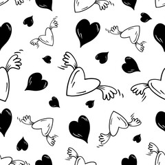 Naklejka premium Seamless pattern with hearts.Decor for Valentine's day.Vector graphics.