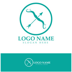  crossbow logo with archery concept modern icon illustration design vector template