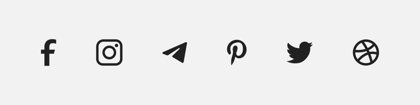 Zdolbuniv, Ukraine - August 13, 2022: Social media icon. Facebook Instagram Twitter Pinterest Telegram logotype. Editorial vector illustration.