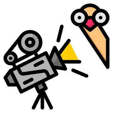 Documentary,film,shoot,ostrich,entertainment - Filled Outline Icon