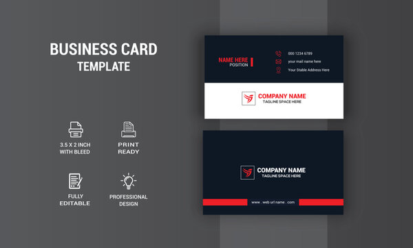 Corporate Business Card Design. Agency Card Design. Photos & Vector Standard Template