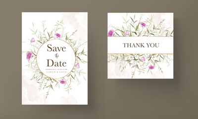 Fototapeta na wymiar elegant wildflower wedding invitation card template