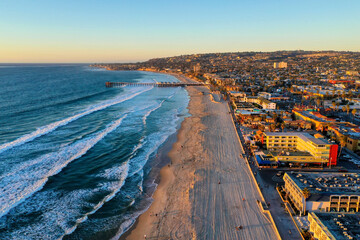 Pacific Beach Pier Drone Shot San Diego - obrazy, fototapety, plakaty
