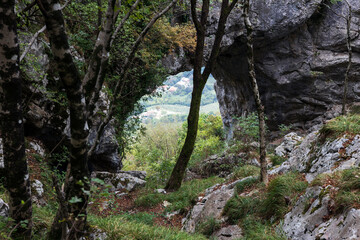Fototapeta na wymiar Skozno Hole Karst Geological Formation in Nature - Nova Gorica Slovenia