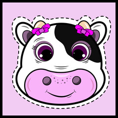 Cute cartoon cow illustration in vector
