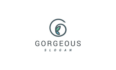 Letter G creative line art natural leafy environmental logo