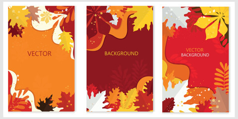 Vector backgrounds for autumn theme with leaves and place for text. Paper cut background.