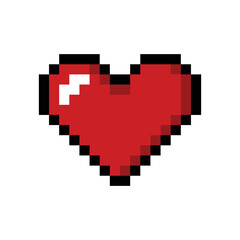 Pixel art illustration of heart icon in vector