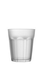 Faceted glass filled with water on a white background. isolated on white background. 3d render.