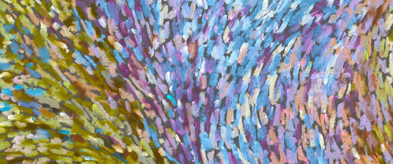 Art Pastel and Acrylic smear brushstroke blot. Abstract texture color stain painting horizontal long background.